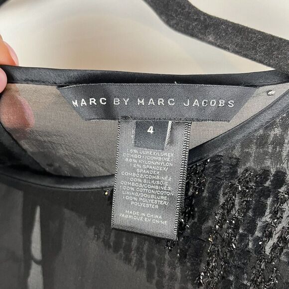 Marc By Marc Jacob Silk Blend Black Sequin Sheer Midi Dress Build In Bra… - Picture 4 of 9